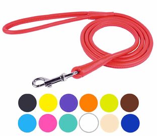 Multiple Sizes Rolled Leather Dog Leash Rope Soft Padded Multicolored